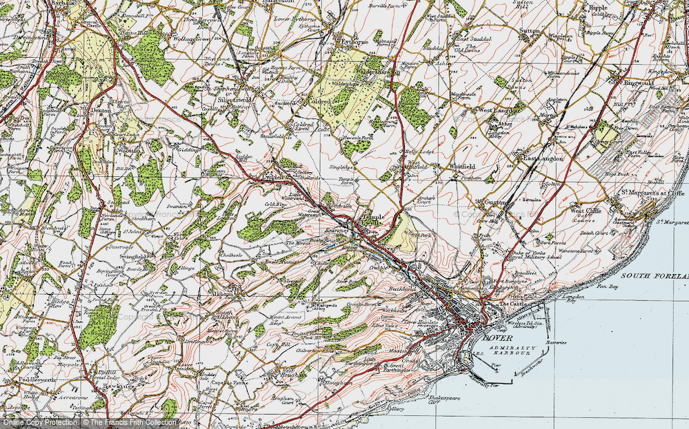 Old Map of Temple Ewell, 1920 in 1920