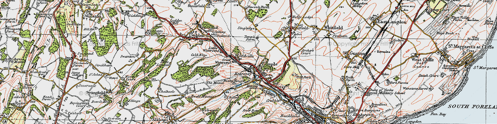 Old map of Temple Ewell in 1920