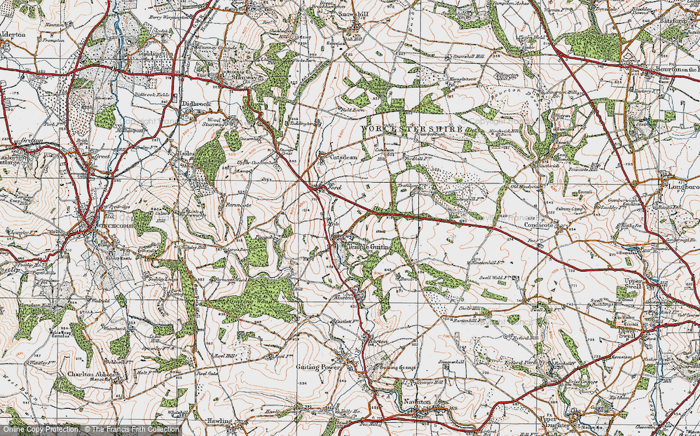 Old Map of Temple Guiting, 1919 in 1919