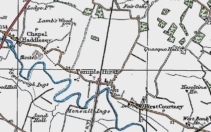 Old map of Temple Hirst in 1924