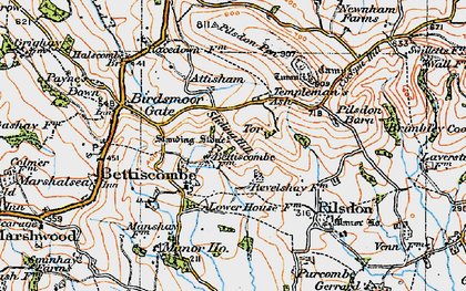 Old map of Bettiscombe Manor Ho in 1919