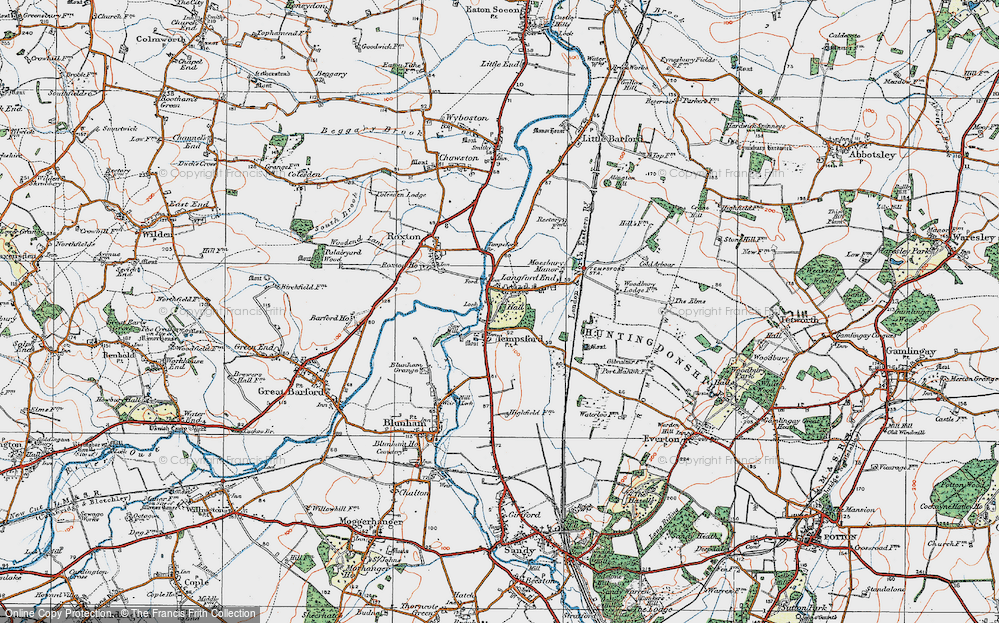 Old Map of Tempsford, 1919 in 1919