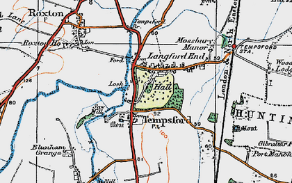 Old map of Tempsford in 1919