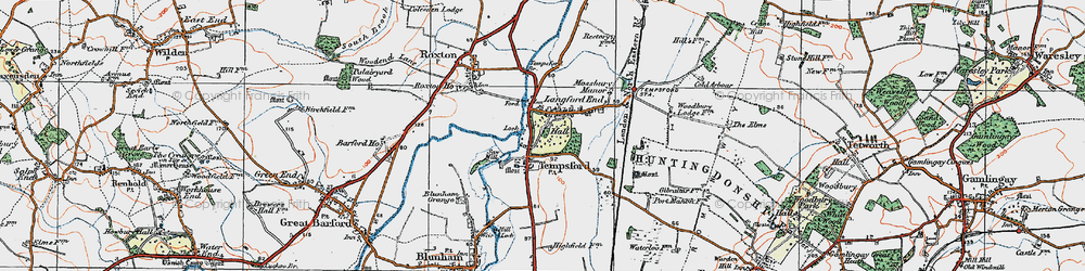 Old map of Tempsford in 1919