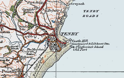 Old map of Tenby in 1922