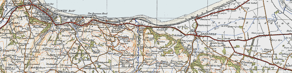 Old map of Abergele Roads in 1922