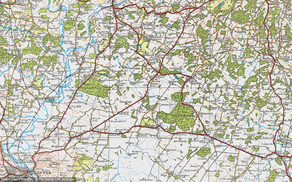 Old Map of Terrible Down, 1920 in 1920