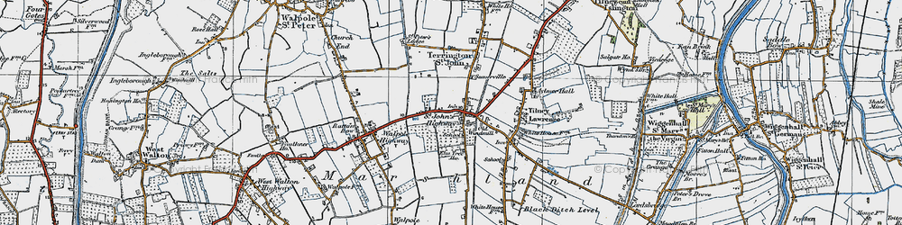 Old map of Terrington St John in 1922