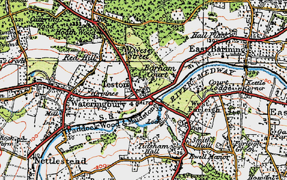 Old map of Teston in 1920