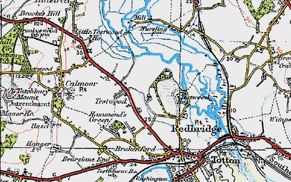Old map of Testwood in 1919