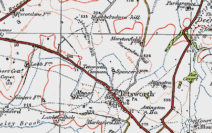 Old map of Tetsworth in 1919