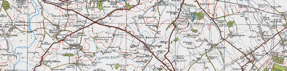 Old map of Tetsworth in 1919