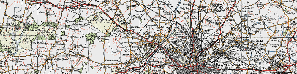 Old map of Tettenhall in 1921