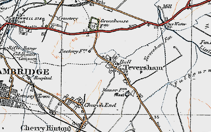 Old map of Teversham in 1920