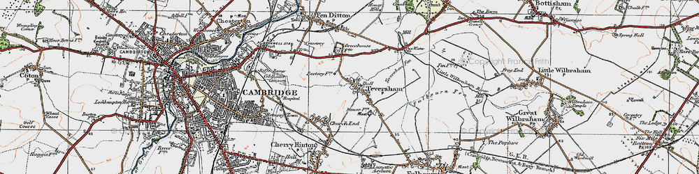 Old map of Teversham in 1920