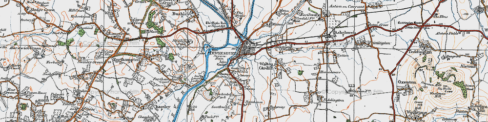 Old map of Tewkesbury in 1919