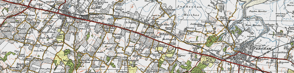 Old map of Teynham in 1921