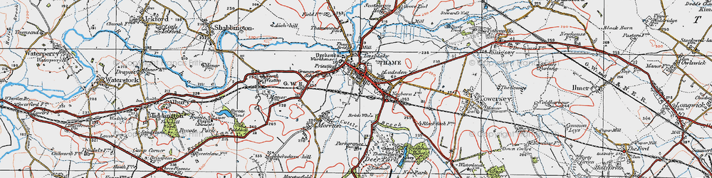 Old map of Thame in 1919
