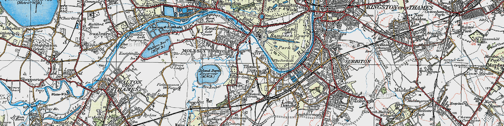Old map of Thames Ditton in 1920