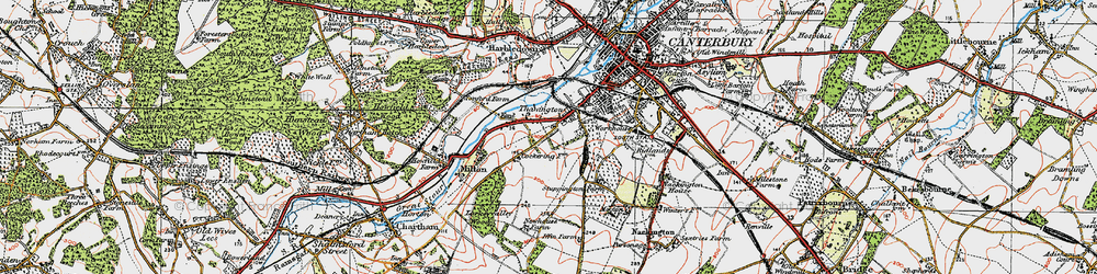 Old map of Thanington in 1920