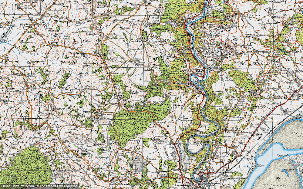 Old Map of Historic Map covering Tintern Cross in 1919