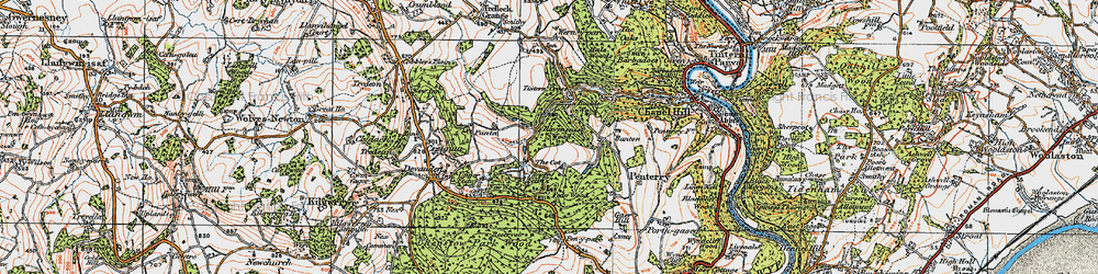 Old map of Tintern Cross in 1919