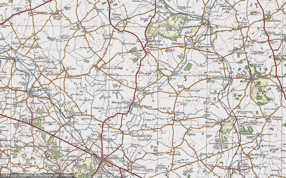 Old Map of Historic Map covering Sibson Mill in 1921