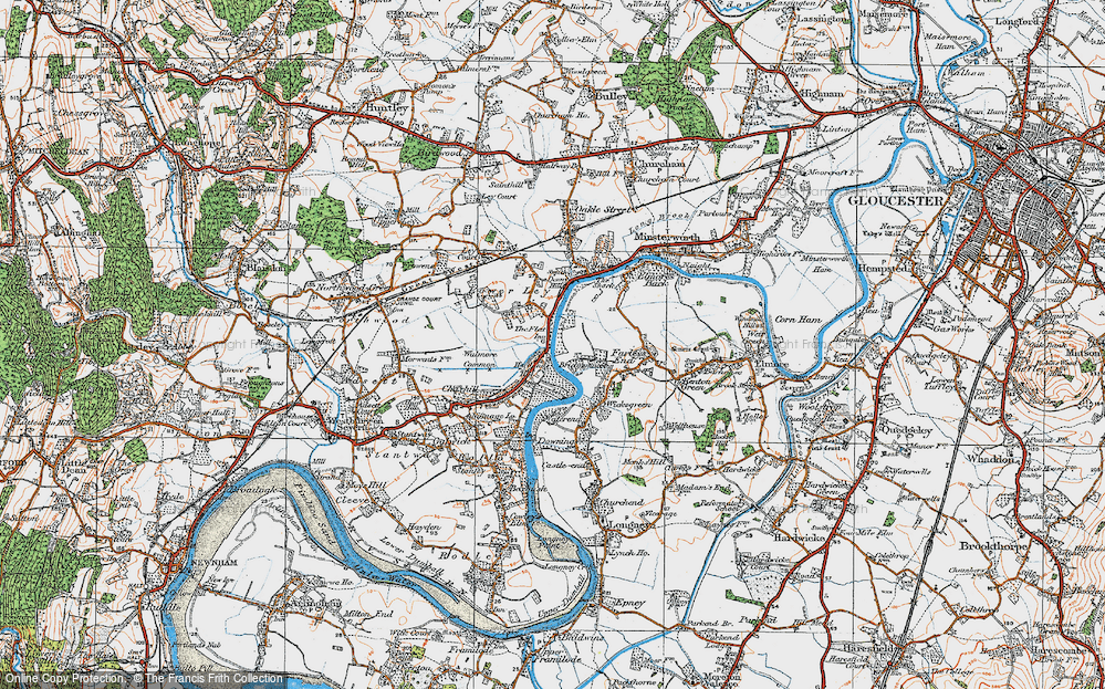 Old Map of Historic Map covering Bridgemacote in 1919