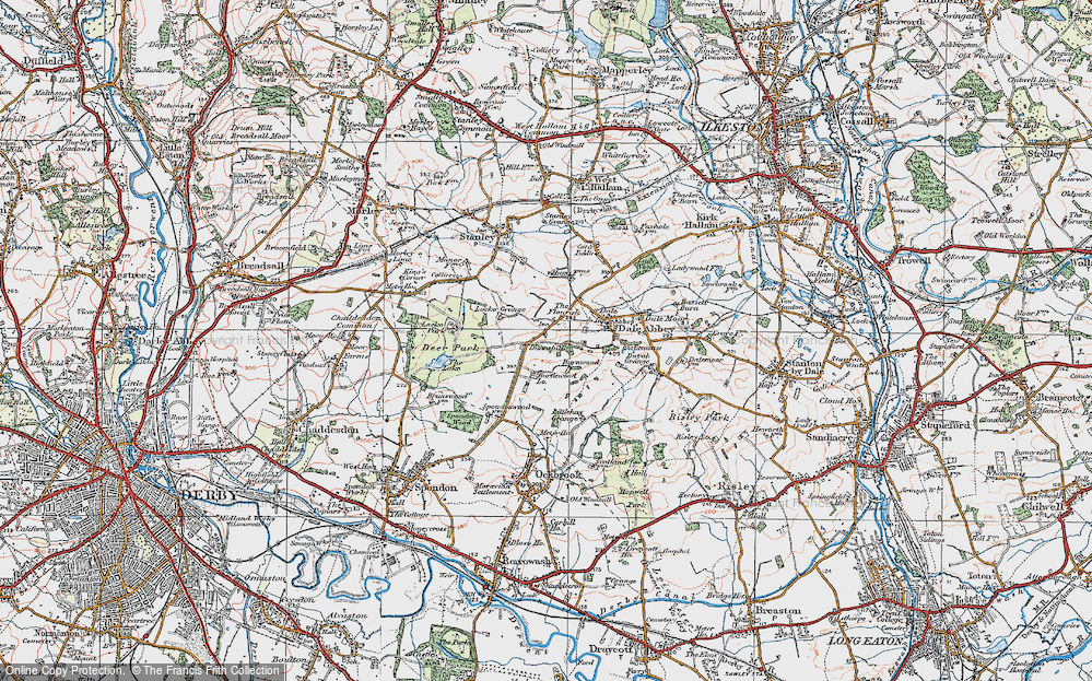 Old Map of Historic Map covering Burnwood in 1921