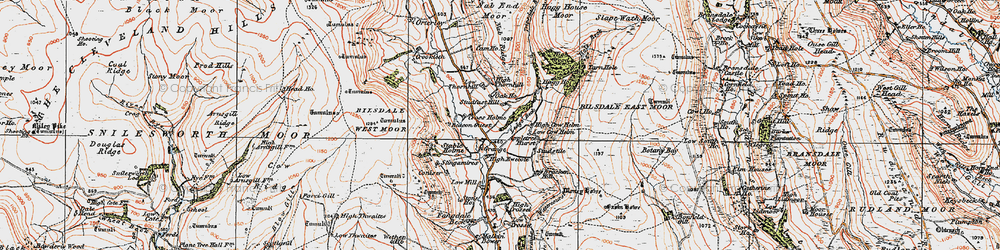 Old map of Bilsdale East Moor in 1925
