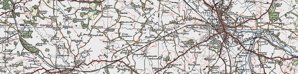 Old map of The Handfords in 1921
