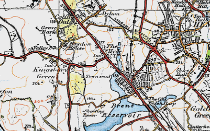 Old map of Brent Reservoir in 1920