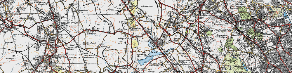 Old map of Brent Reservoir in 1920