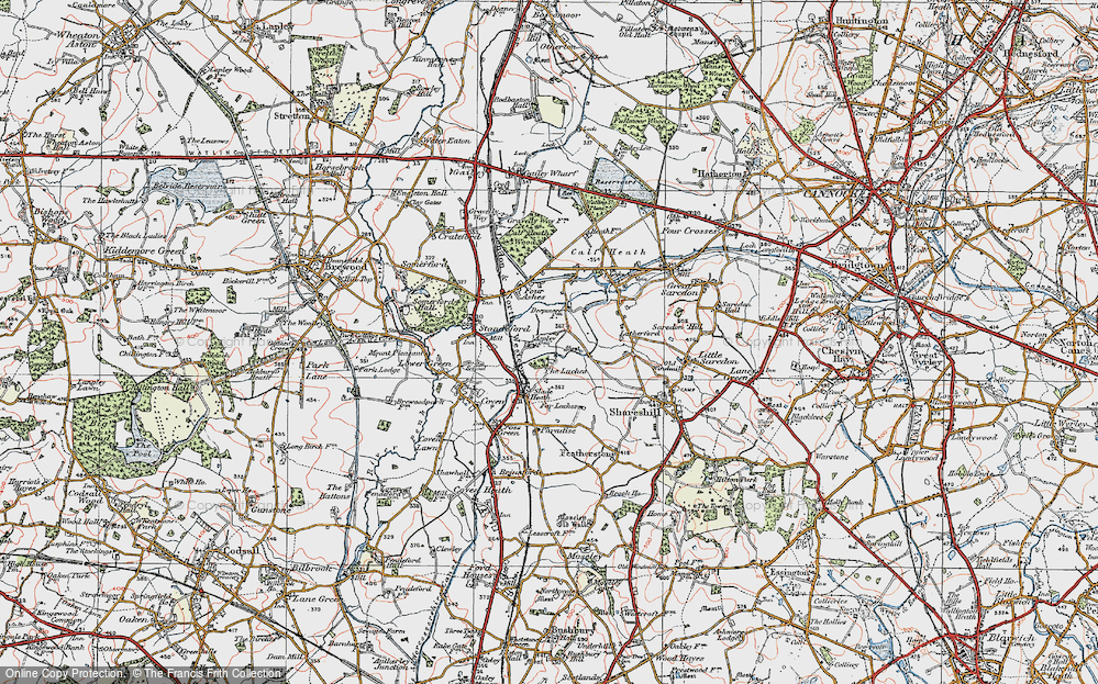 Old Map of Historic Map covering Aspley Fm in 1921