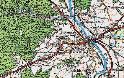 Old map of The Lakes in 1921