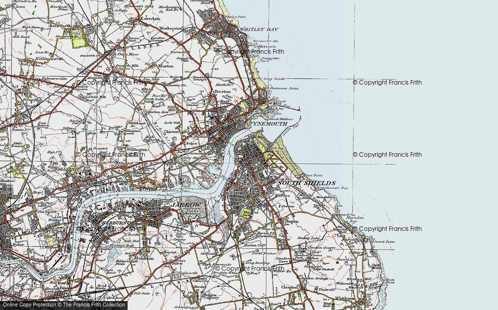 Old Map of Historic Map covering Black Middens in 1925