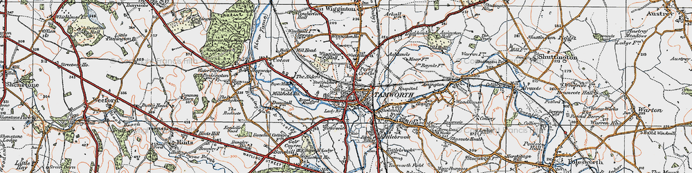 Old map of The Leys in 1921