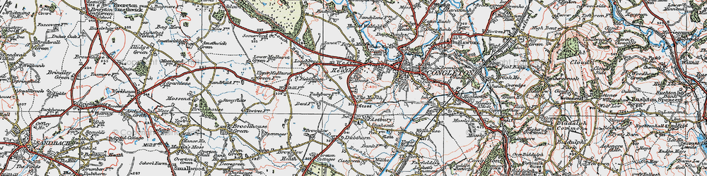 Old map of Astbury Mere in 1923
