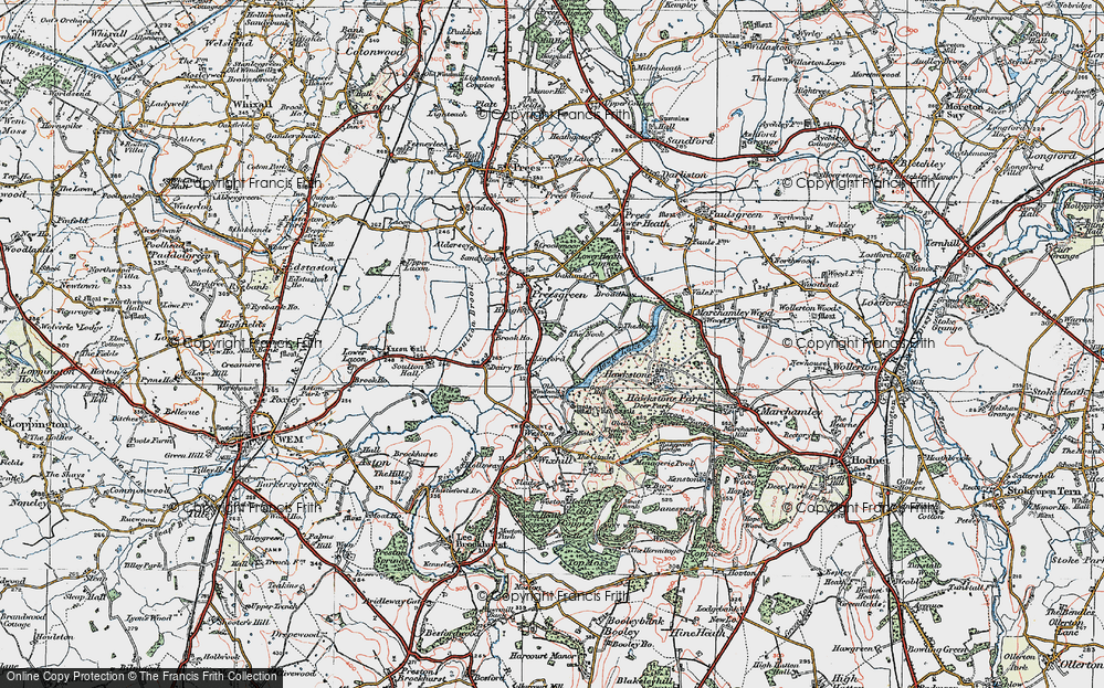 Old Map of Historic Map covering Hawkstone Park in 1921