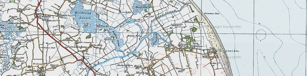 Old map of The Norfolk Broads in 1922