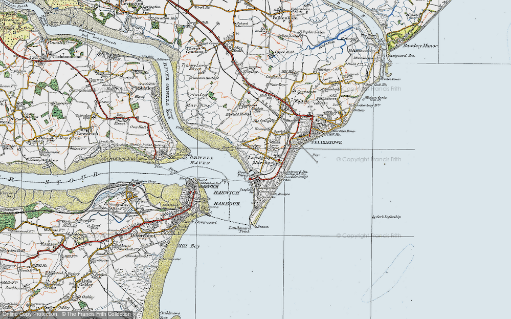 Street Map Of Felixstowe Map Of The Port Of Felixstowe, 1921 - Francis Frith