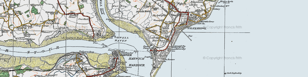 Old map of The Port of Felixstowe in 1921