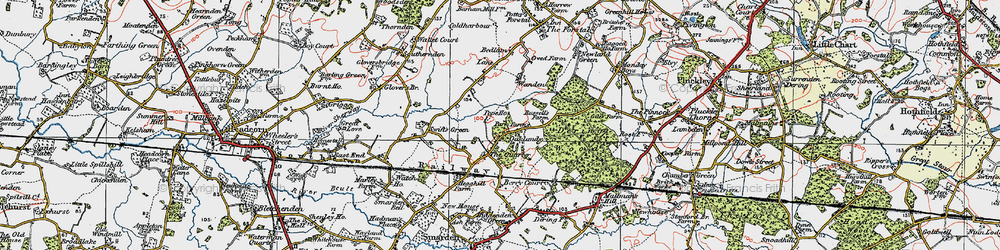 Old map of Dering Wood in 1921