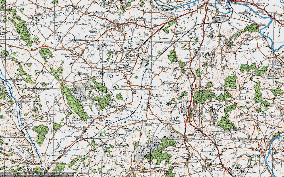 Old Map of Historic Map covering Blakemore Hill in 1919