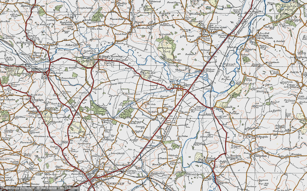 Old Map of Historic Map covering Bagnall in 1921