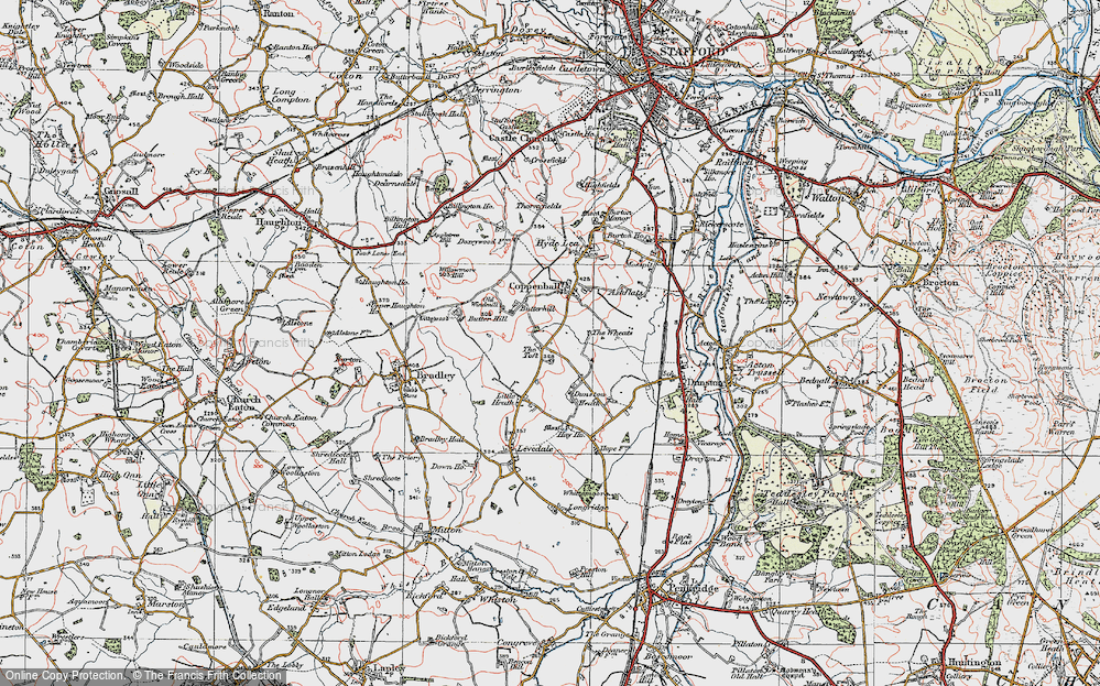 Old Map of Historic Map covering Wheats, The in 1921