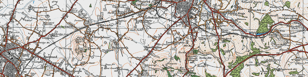 Old map of The Tynings in 1919