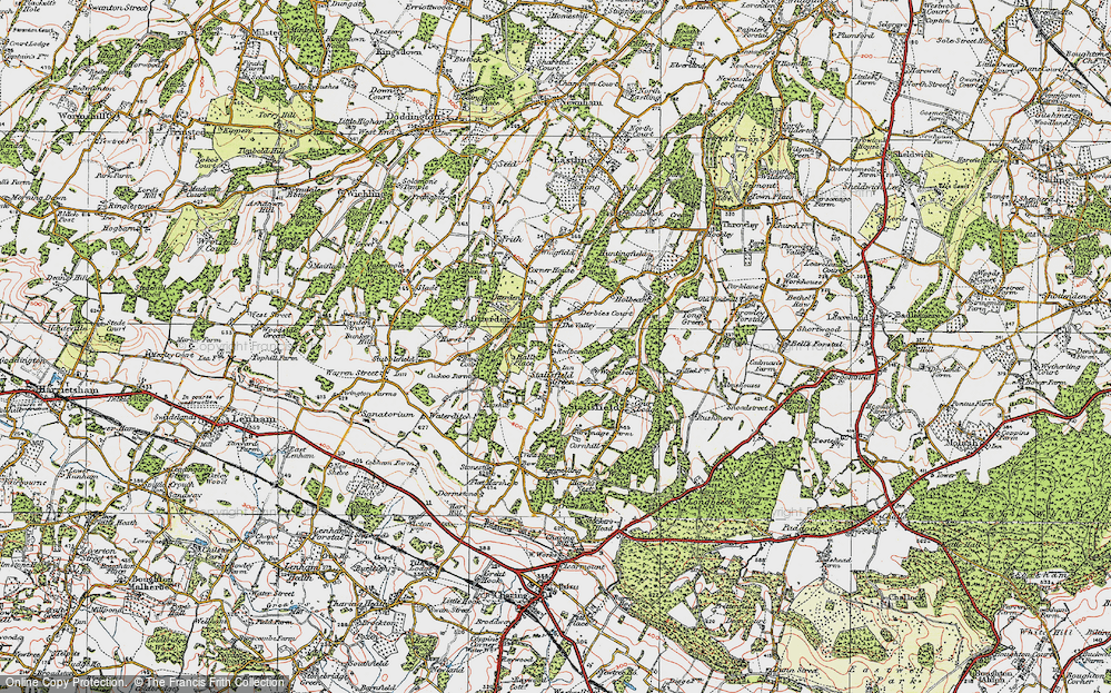Old Map of Historic Map covering Woodsell in 1921