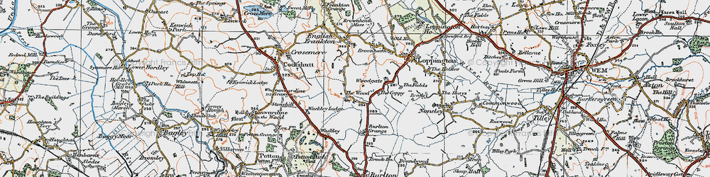 Old map of Woodgate in 1921