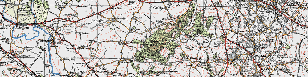 Old map of The Wrekin in 1921